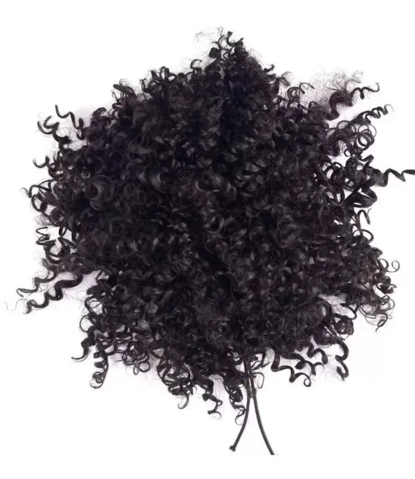 Afro Coque Preto Cabelo Puff Aplique Cacheado Orgânico - Imagen 4