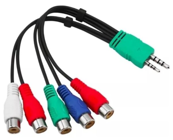 Cabo P1 P2 para 5 RCA femea AV vídeo componente e audio vermelho branco azul verde Jack