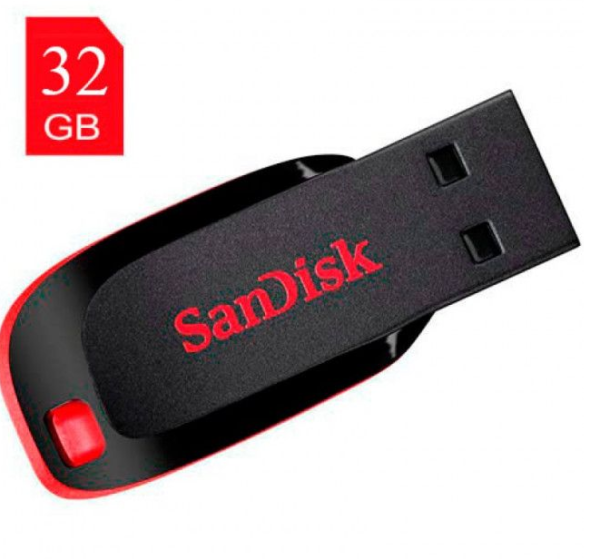 Pen Drive SanDisk 32GB - 1°LINHA - Preto com Vermelho - Imagen 2